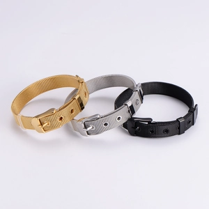 10mm woven mesh stainless steel Milanese bracelets in gold, silver, and black colors