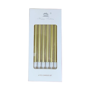 Golden spiral birthday candle set with six pieces in a white window box for cake decor