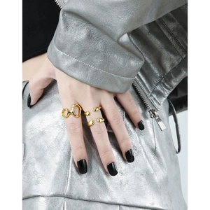 Minimalist gold S925 sterling silver irregular geometric open rings for women