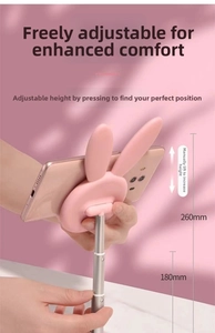 Cute bunny phone stand with adjustable height range from 180mm to 260mm for tablets