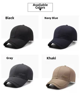 Détail de casquettes en noir, bleu marine, gris et kaki avec broderie SPIRIT latérale
