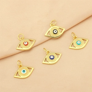 Evil eye pendants in colorful enamel and gold plated copper with zircon accents