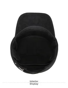 Detailed interior display of the warm wool flat top hat showing soft inner lining