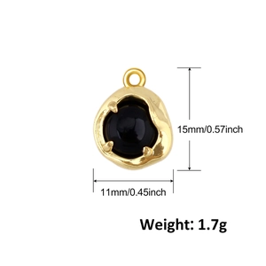 Detail showing dimensions 15x11mm and 1.7g weight of gold-plated heart eye pendant