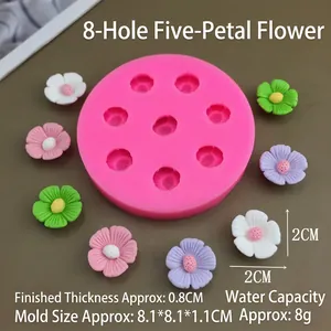 Detailed view of 8-cavity camellia silicone mold with size 8.1x8.1x1.1cm and floral crafts