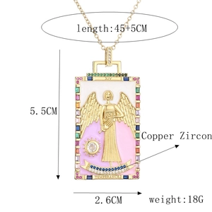Detailed view of Temperance tarot pendant dimensions and copper zircon material