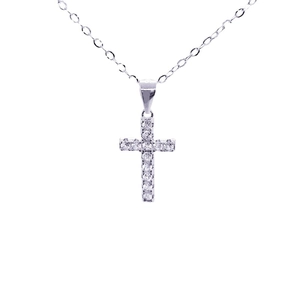Sparkling S925 sterling silver cross pendant necklace with cubic zirconia for men and women