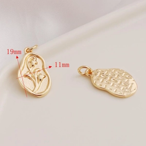 14K gold filled 19x11mm rose flower relief oval pendant for DIY jewelry crafting