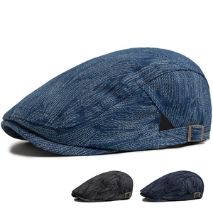 Casquette Plate En Coton Denim Rétro Réglable Style Britannique Chapeau Ivy Newsboy Pour Hommes Femmes Solaire