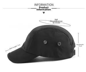 Size chart showing height and circumference for the quick-dry baseball cap