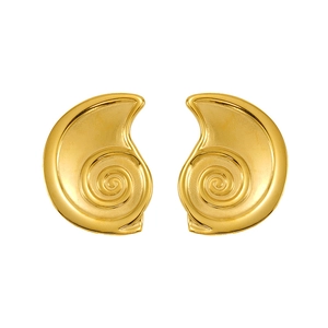 Chic gold plated stainless steel spiral seashell earrings with smooth metallic texture