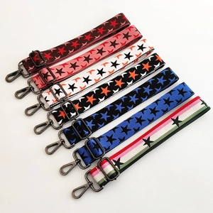 Detailed view of colorful star pattern thickened wide adjustable shoulder bag straps
