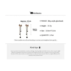 Detailed size chart for leopard print bow tassel earrings with dimensions and weight