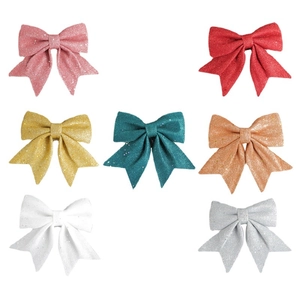 Glitter Christmas bows set in 7 colors for tree decoration and gift wrapping accents