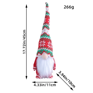 Standing Christmas faceless gnome plush doll with knitted hat, 45cm height dimensions