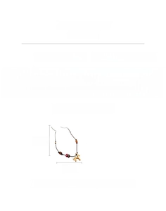 Détail du collier long en oeil de tigre et bois avec dimensions et pendentif cheval