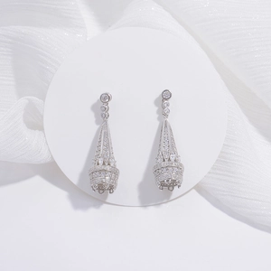 Luxurious S925 sterling silver drop earrings with tassel and sparkling zircon stones