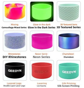 Nine styles of silicone cup boots featuring camo, glitter, and 3D textured protective sleeves