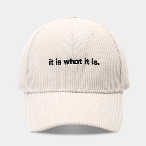 Cappellino da baseball in velluto a coste beige con ricamo per attività all'aperto