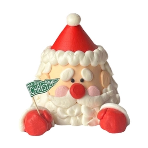 3D Santa Claus cake topper decoration with red hat and Merry Christmas flag accessory