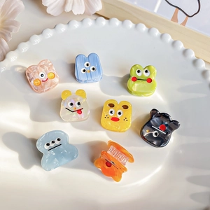 Mini Acetate Hair Claw Clips Cute Cartoon Monster Animal Shape Marble Texture Funny Small Hair Claws Women Girls