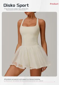 Close-up of white breathable sports dress with multilayer mesh skirt and quick-dry fabric