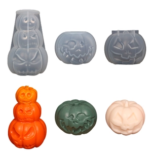 Halloween pumpkin silicone molds set for scented candles and DIY resin crafts