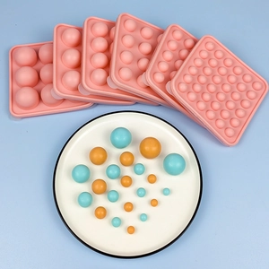 Round Ball Silicone Mold With Lid Food Grade Sphere Tray For Ice Cube Candy Chocolate Bean DIY Kitchen Tools