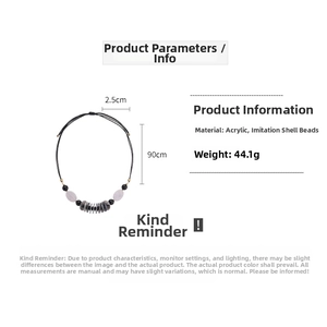 Detail view of long leather cord necklace with acrylic pendant and 90cm circumference
