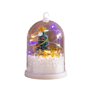 LED Christmas tree night light ornament with clear dome and snowflake decor