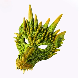 Máscara realista de dragón en 3D hecha de espuma PU con escamas y cuernos para Halloween