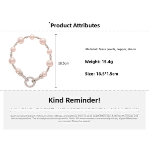 Détails du bracelet en perles roses avec fermoir en zircon, dimensions et matériaux inclus