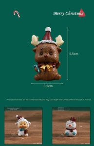 Miniature resin reindeer figure for Christmas desktop decor with dimensions display