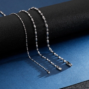 Chaînes à billes en acier inoxydable argenté de trois épaisseurs pour bijoux DIY