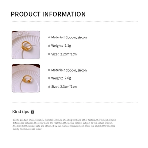 Detailed product size guide for flower cat ring with copper and zircon specifications