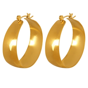 French vintage chunky gold hoop earrings with matte finish for women professional wear