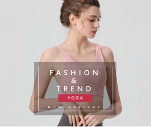 Detailed view of pink yoga sports bra with wide straps and high-elasticity fabric
