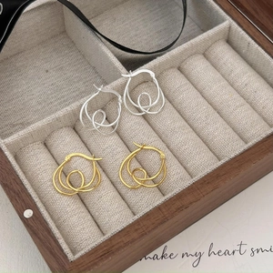 Minimalist S925 sterling silver knotted earrings in gold and silver spiral designs
