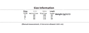 Size chart for tie-waist short sleeve skirt set showing waist and hip measurements