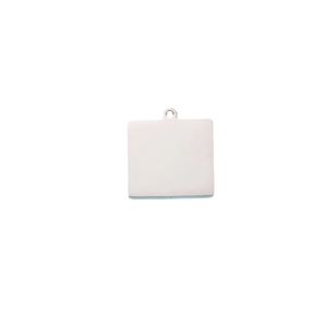 Polished silver titanium steel square pendant with top ring for DIY jewelry making