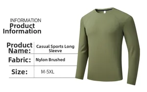 Vue détaillée du t-shirt de sport vert olive à col rond avec manches raglan