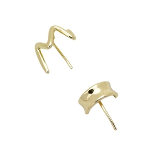 Golden alloy ponytail hair hook and ear clip set with wavy minimalist metal design