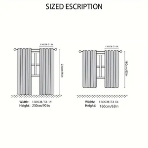 Size chart showing width 130cm with two height options for velvet window curtains