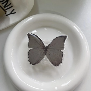 Deep grey butterfly retractable phone socket with crystal clear resin drip glue finish