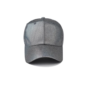 Sparkly deep silver gradient baseball cap with glitter sequins and metallic PU finish