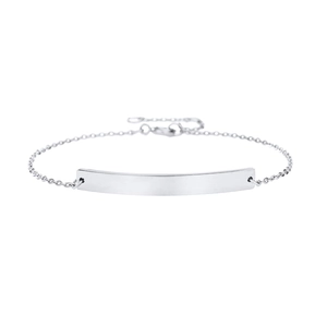 Adjustable silver stainless steel bar bracelet with minimalist polished finish and lobster clasp