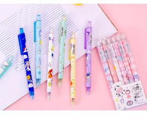 Set di penne gel cancellabili a tema spaziale con punta da 0.5 mm e pratica scatola in PVC.