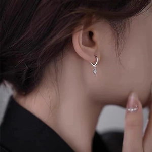 925 silver star pendant hoop earrings with sparkling zircon stones for women on model