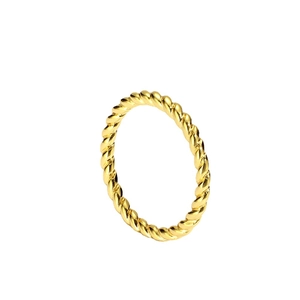 Fashionable gold twisted rope ring for women made of minimalist polished brass