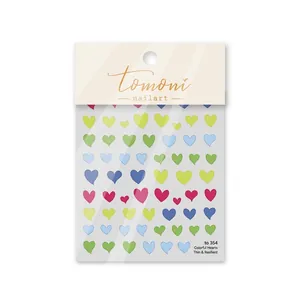 Pegatinas adhesivas para uñas con diseños de corazones coloridos y estrellas para manicura